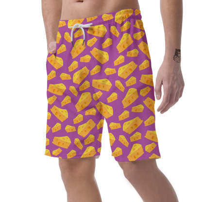 Cheese Pattern Print Mens Beach Short
