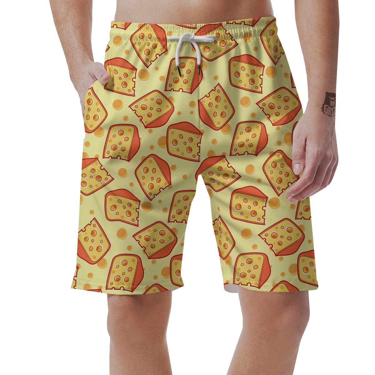 Cheese Print Pattern Mens Beach Short