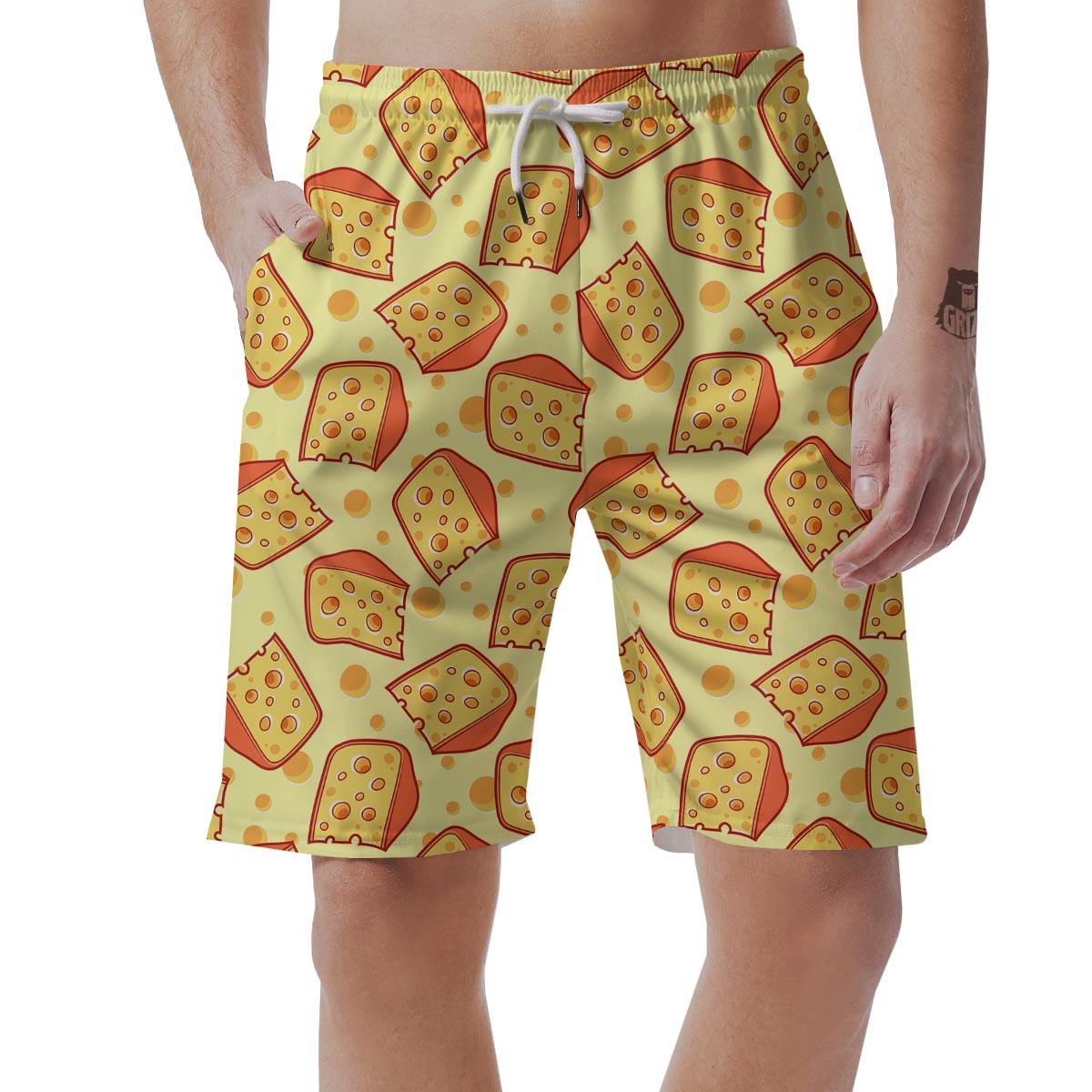 Cheese Print Pattern Mens Beach Short