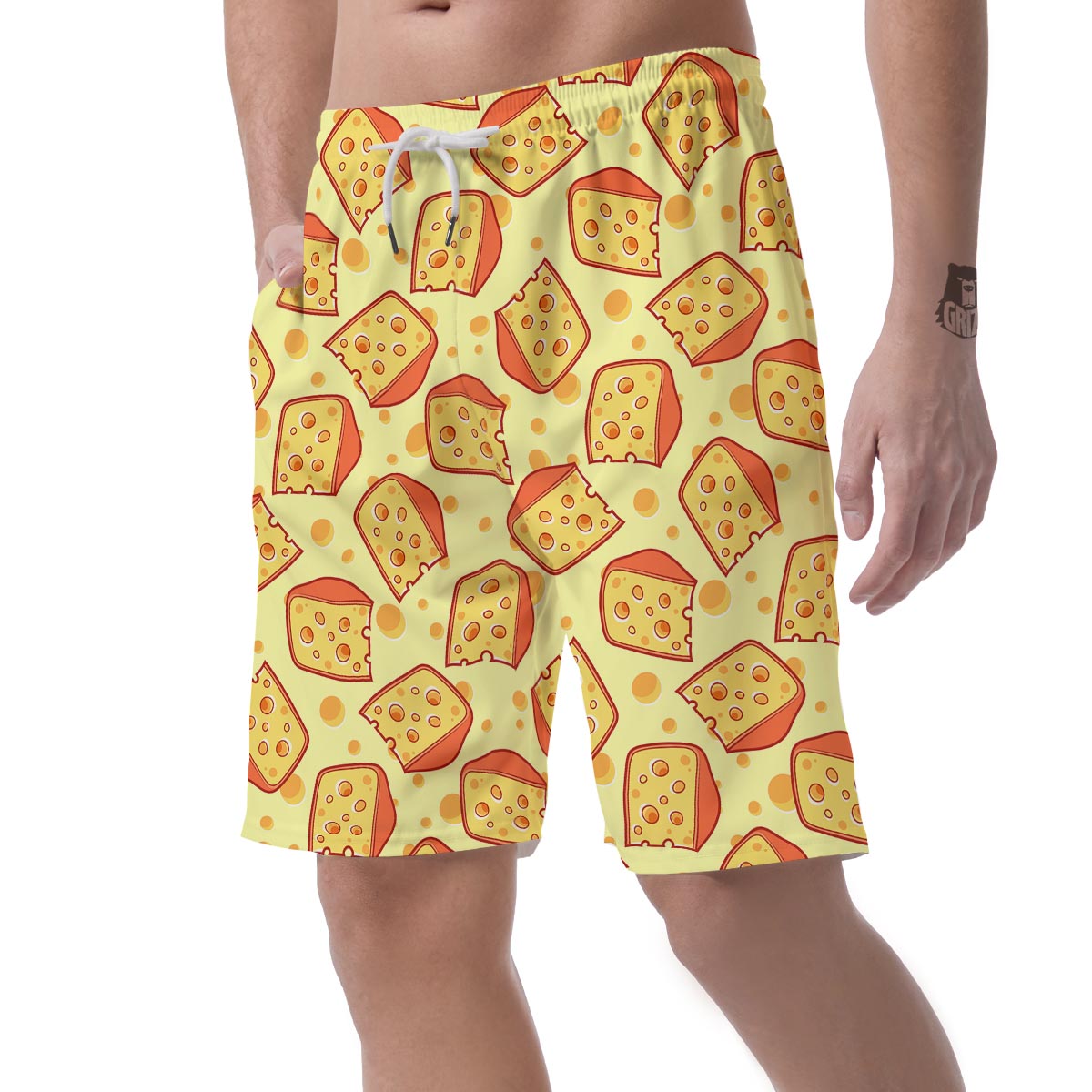 Cheese Print Pattern Mens Beach Short