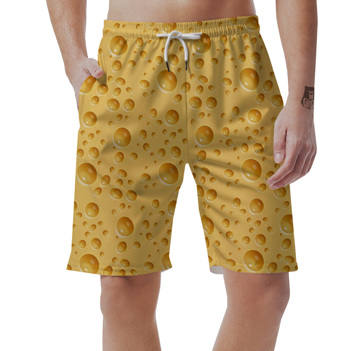 Cheese Surface Pattern Print Mens Beach Short