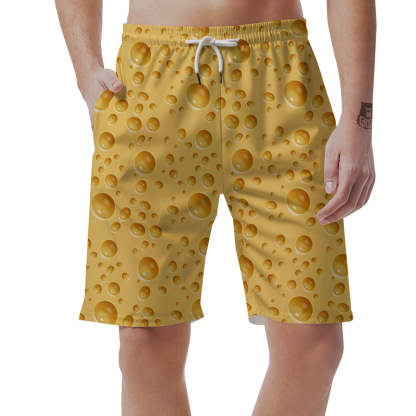 Cheese Surface Pattern Print Mens Beach Short