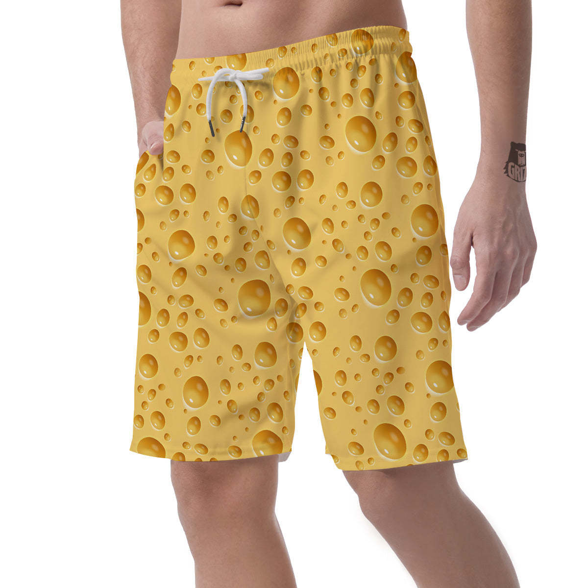 Cheese Surface Pattern Print Mens Beach Short