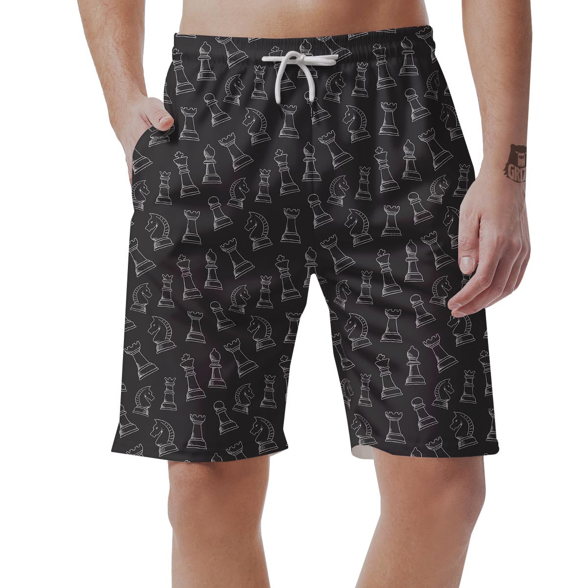 Chess Print Pattern Mens Beach Short