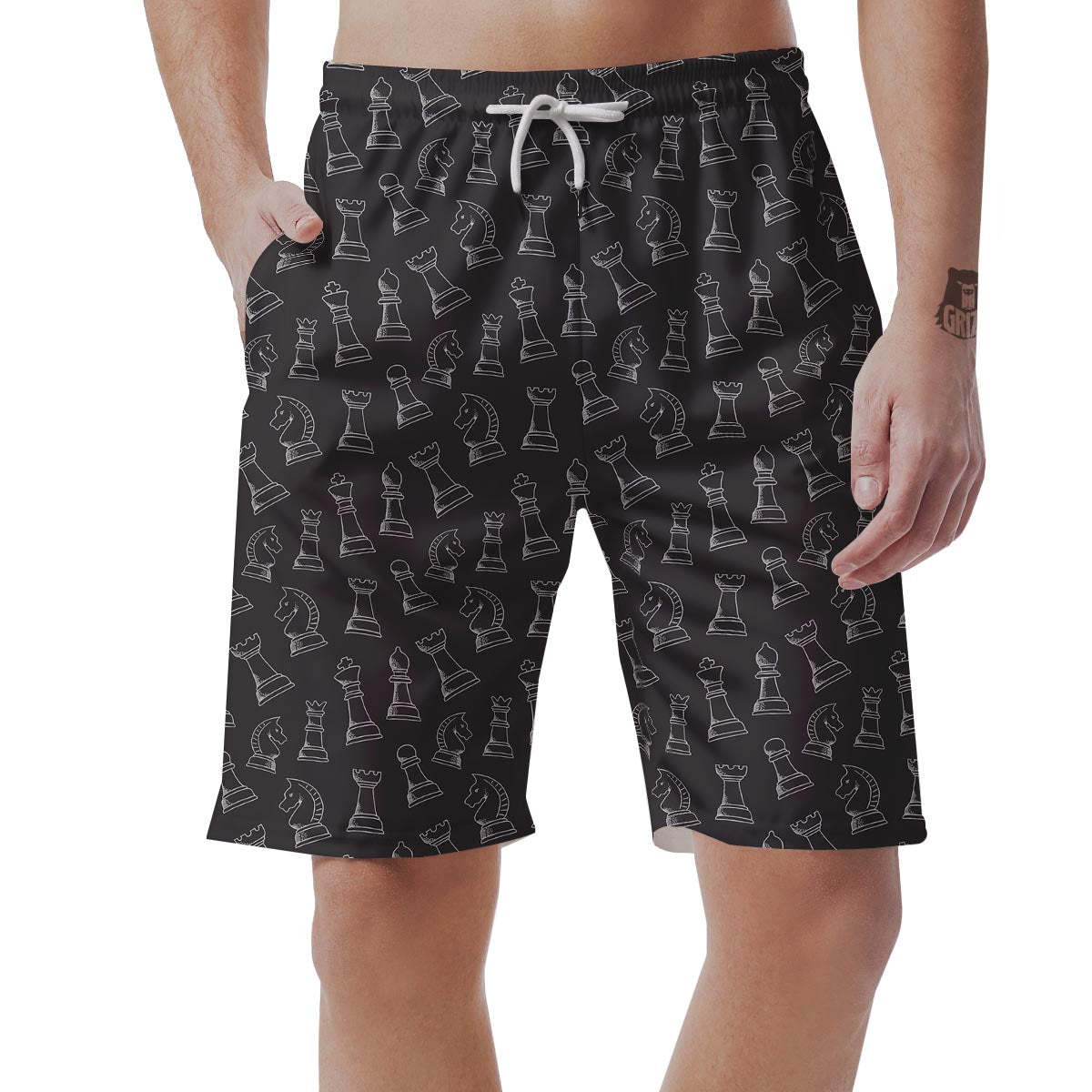 Chess Print Pattern Mens Beach Short