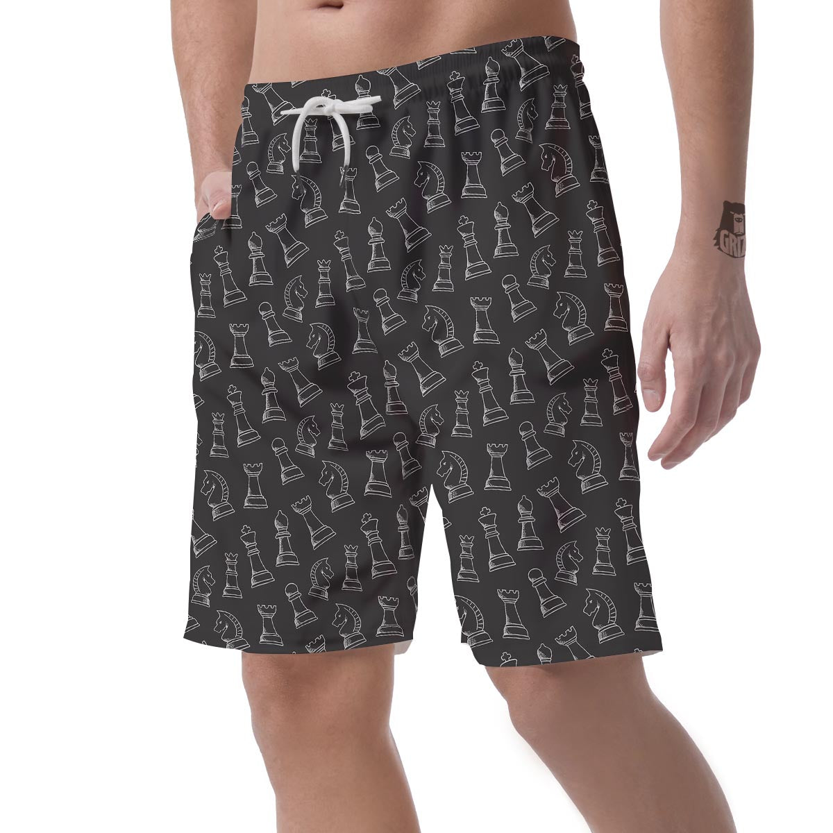 Chess Print Pattern Mens Beach Short