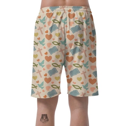 Christian Bible Pattern Print Mens Beach Short