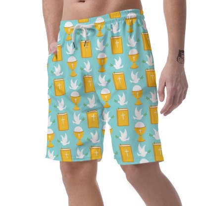 Christian Dove Pattern Print Mens Beach Short
