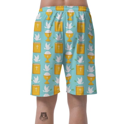 Christian Dove Pattern Print Mens Beach Short