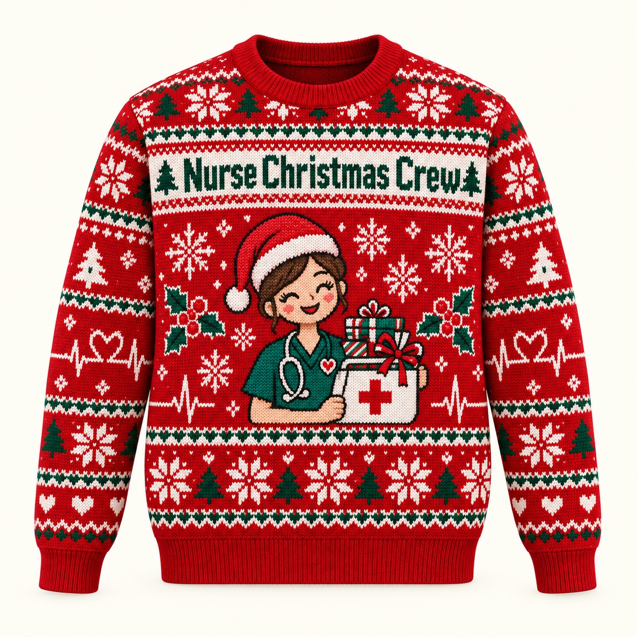 Illustrative approval mockup of the Nurse Christmas Crew sweatshirt