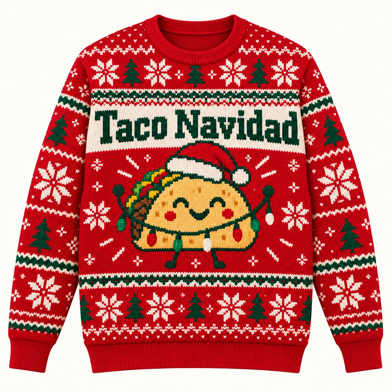 Illustrative digital approval mockup of the Taco Navidad sweatshirt