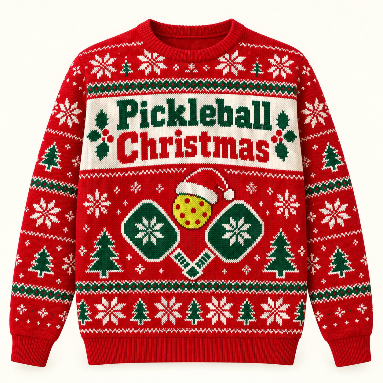 Illustrative front design approval mockup of the Pickleball Christmas sweatshirt