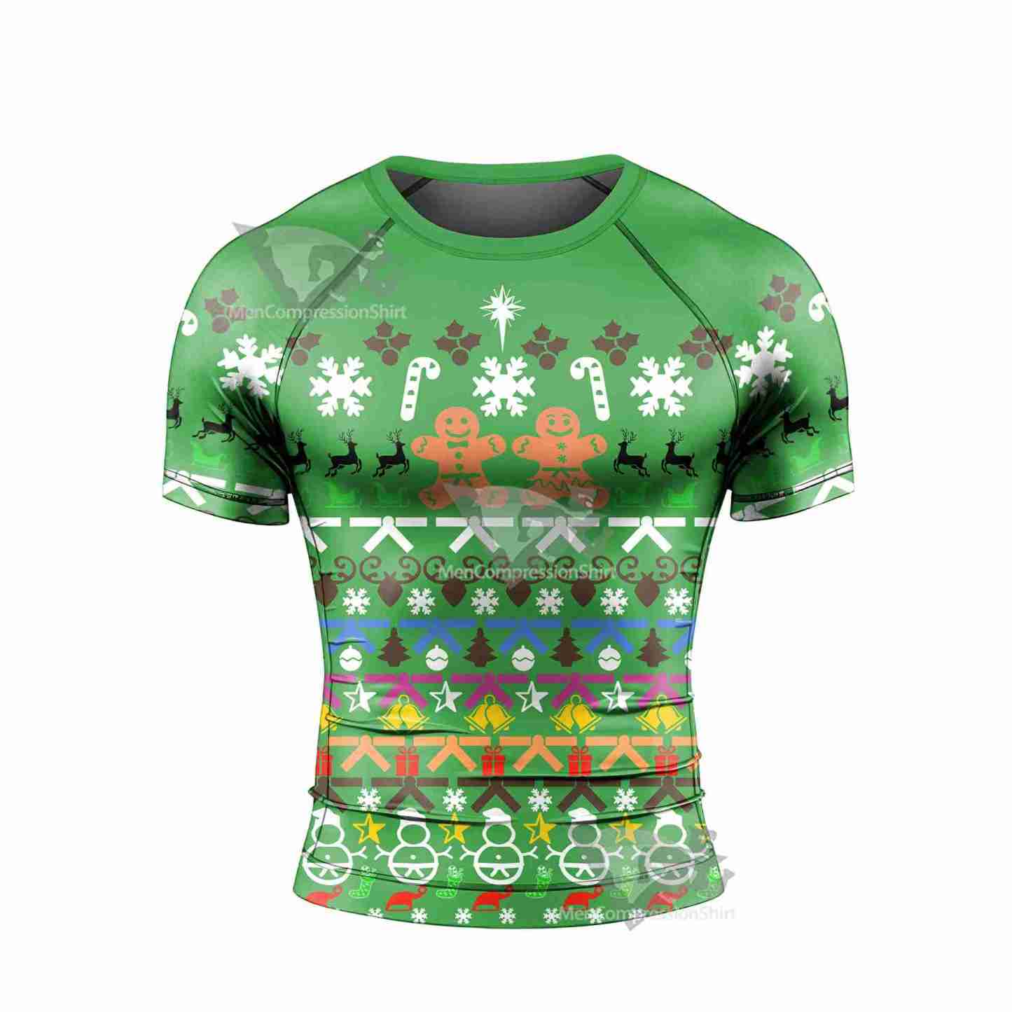 Christmas Gingerbread Short Sleeve Rash Guard