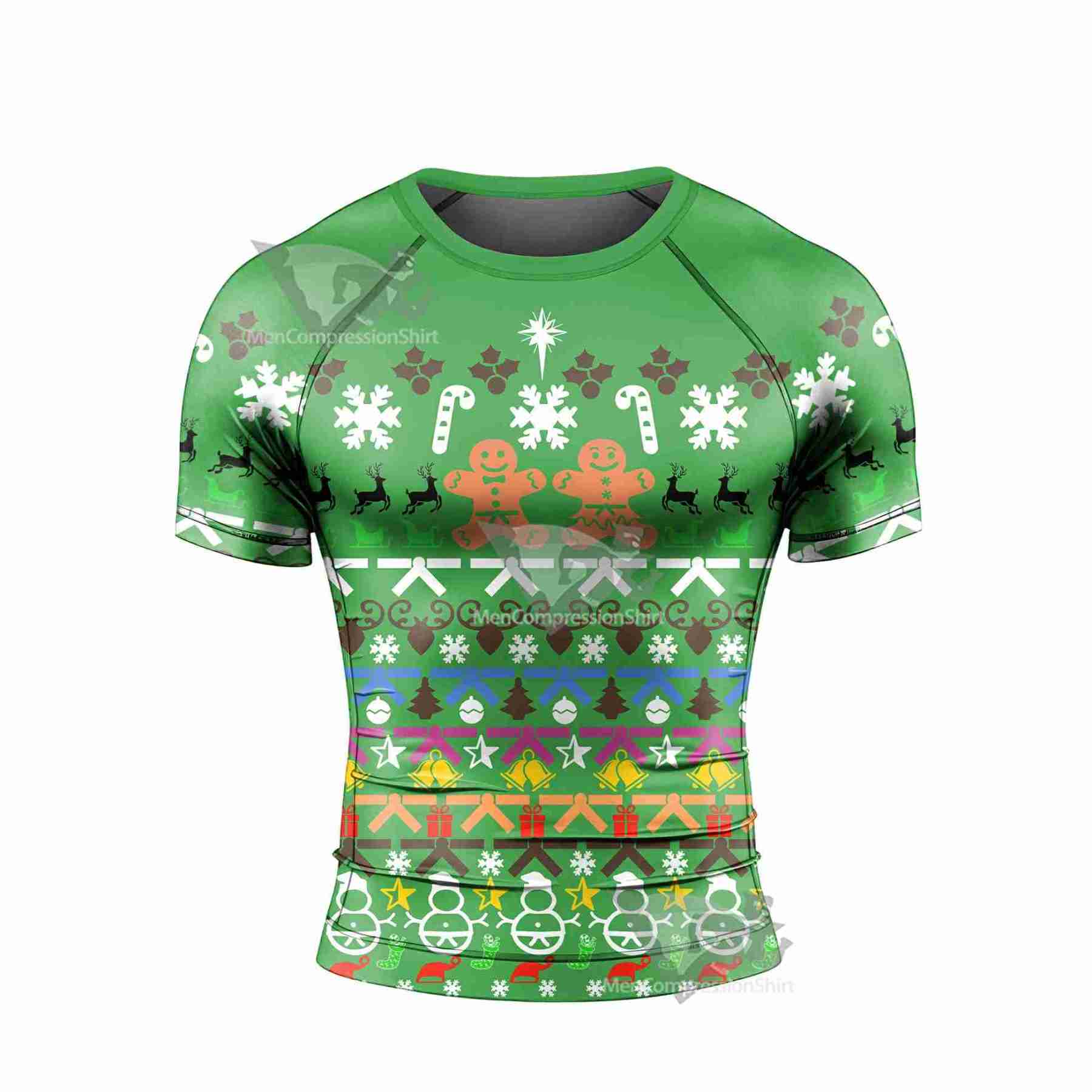 Christmas Gingerbread Short Sleeve Rash Guard