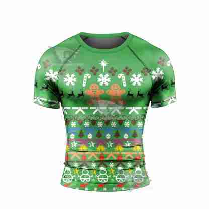 Christmas Gingerbread Short Sleeve Rash Guard