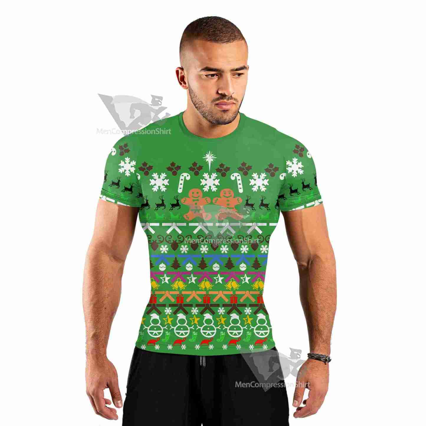 Christmas Gingerbread Short Sleeve Rash Guard