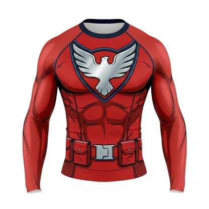 Christopher Smith Peacemaker Superhero Tactical Vanguard Sharp Contours Red And Navy Long Sleeve Compression Shirt