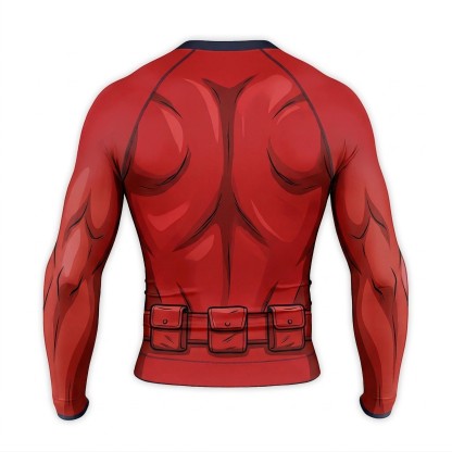 Christopher Smith Peacemaker Superhero Tactical Vanguard Sharp Contours Red And Navy Long Sleeve Compression Shirt