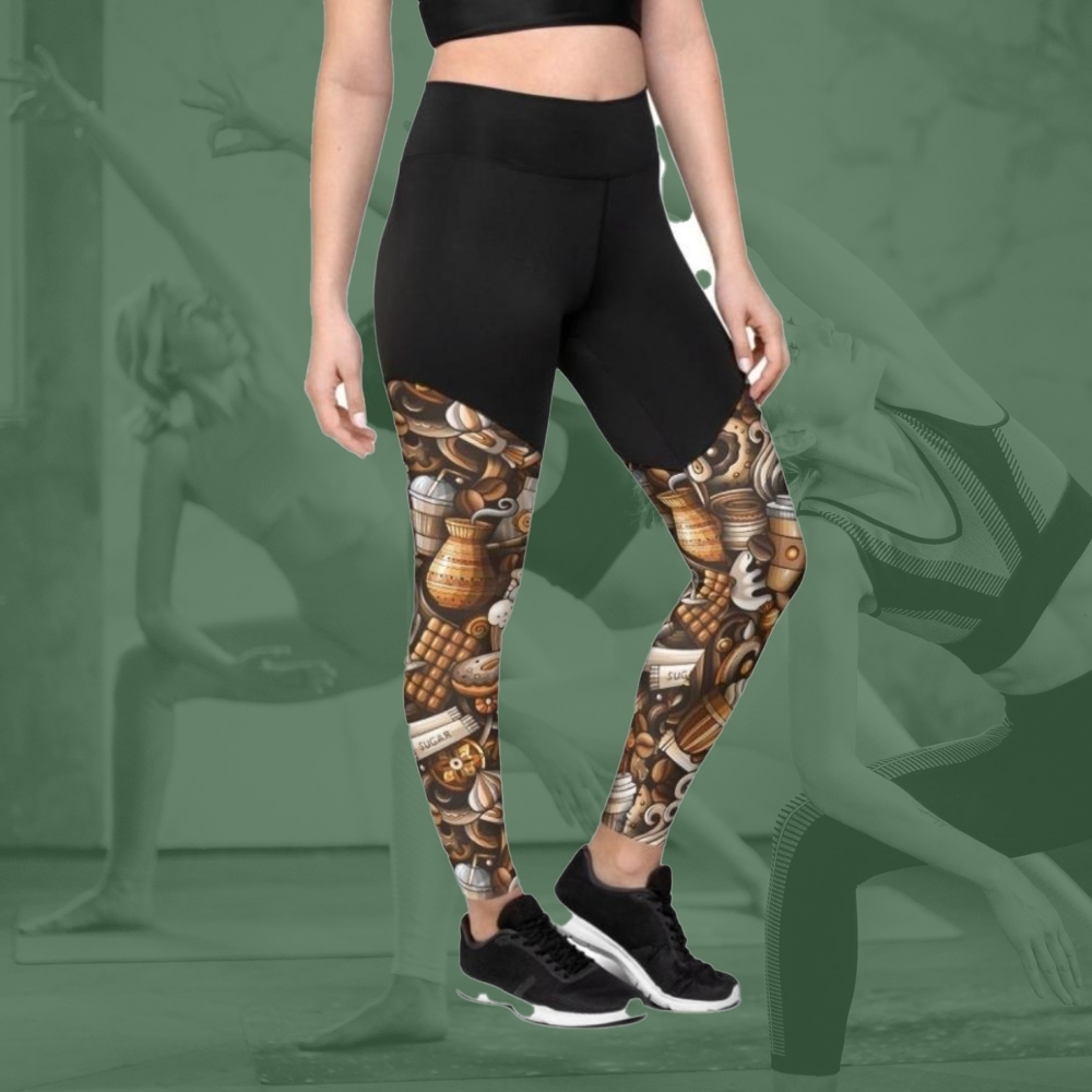Coffee Shop Print Women Compression Legging