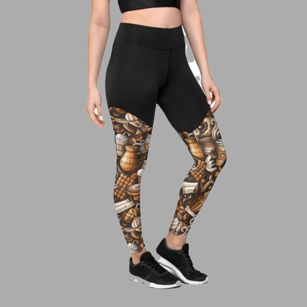 Coffee Shop Print Women Compression Legging