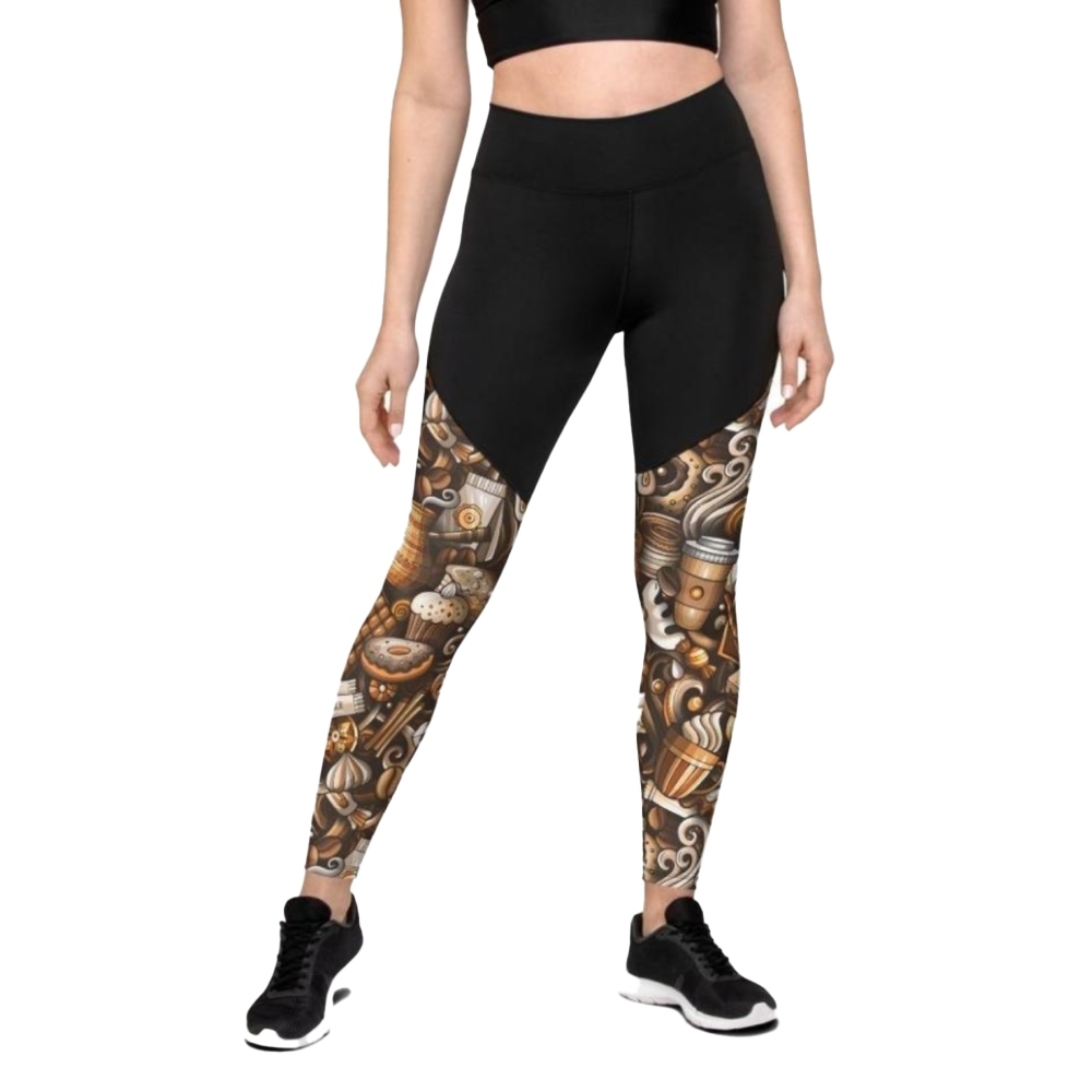 Coffee Shop Print Women Compression Legging