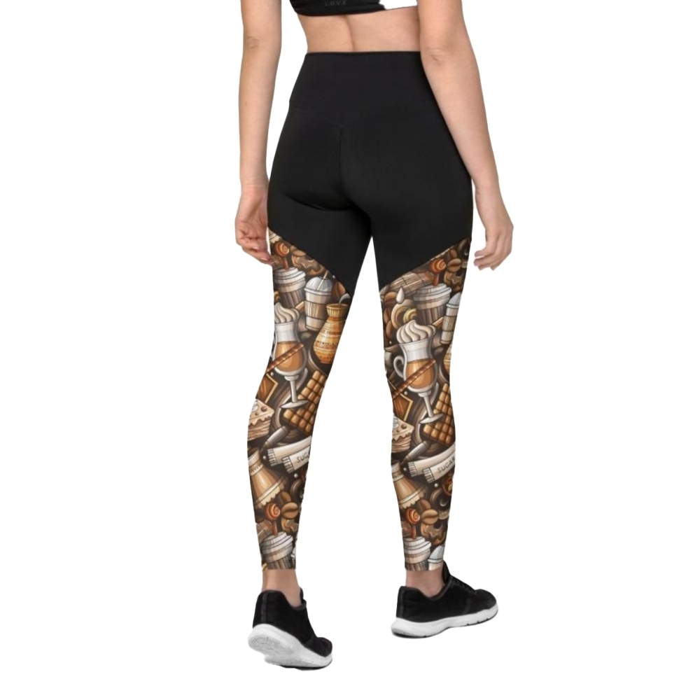 Coffee Shop Print Women Compression Legging