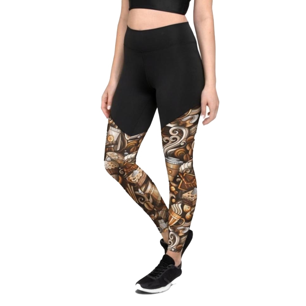 Coffee Shop Print Women Compression Legging