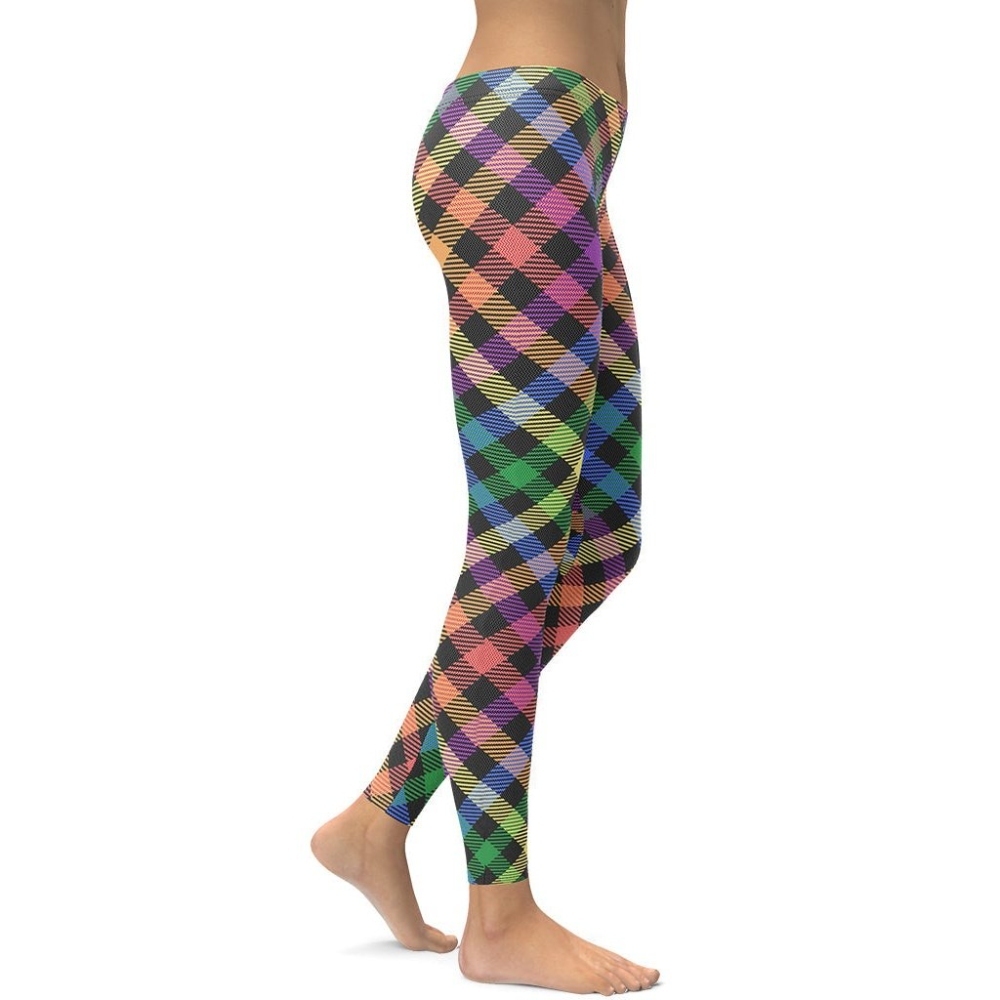 Colorful Plaid Women Compression Legging