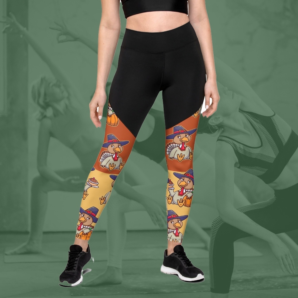 Colorful Turkey Print Women Compression Legging