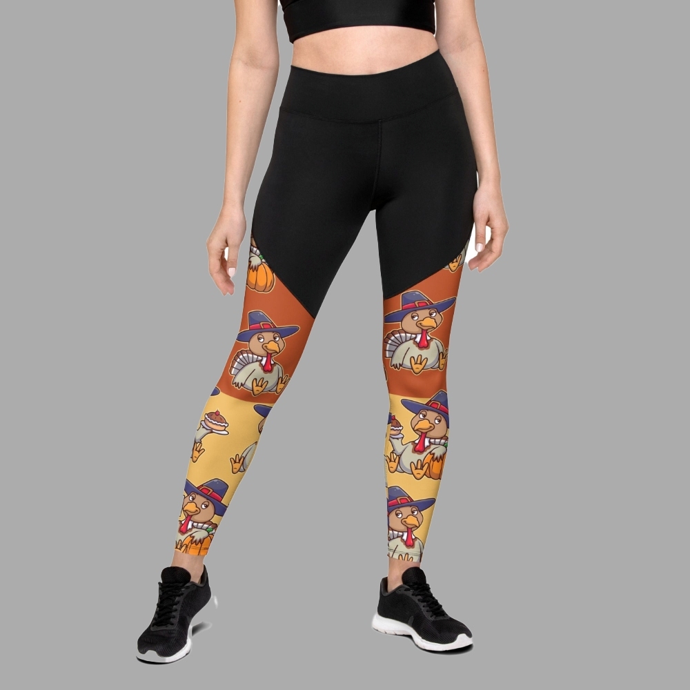 Colorful Turkey Print Women Compression Legging