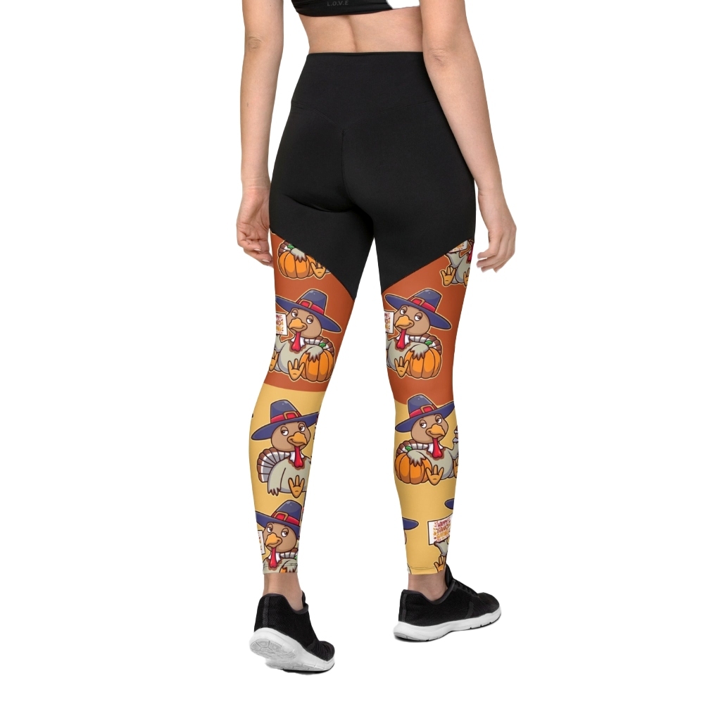 Colorful Turkey Print Women Compression Legging