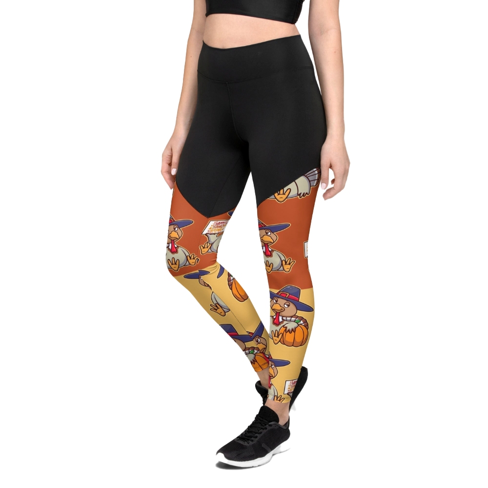 Colorful Turkey Print Women Compression Legging