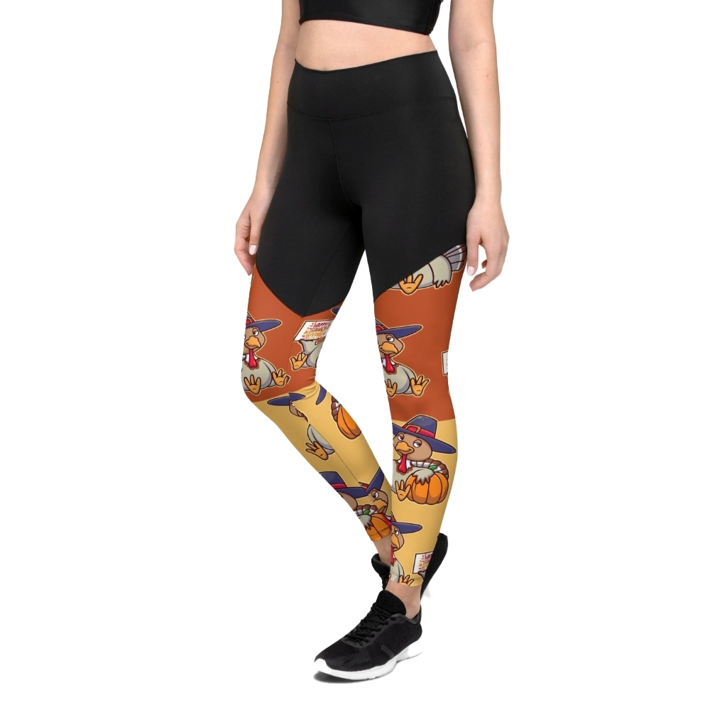 Colorful Turkey Print Women Compression Legging