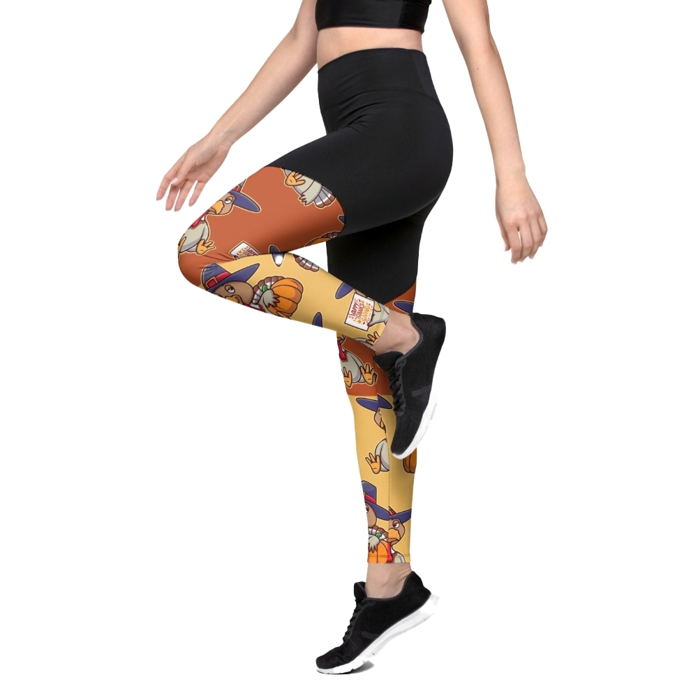 Colorful Turkey Print Women Compression Legging