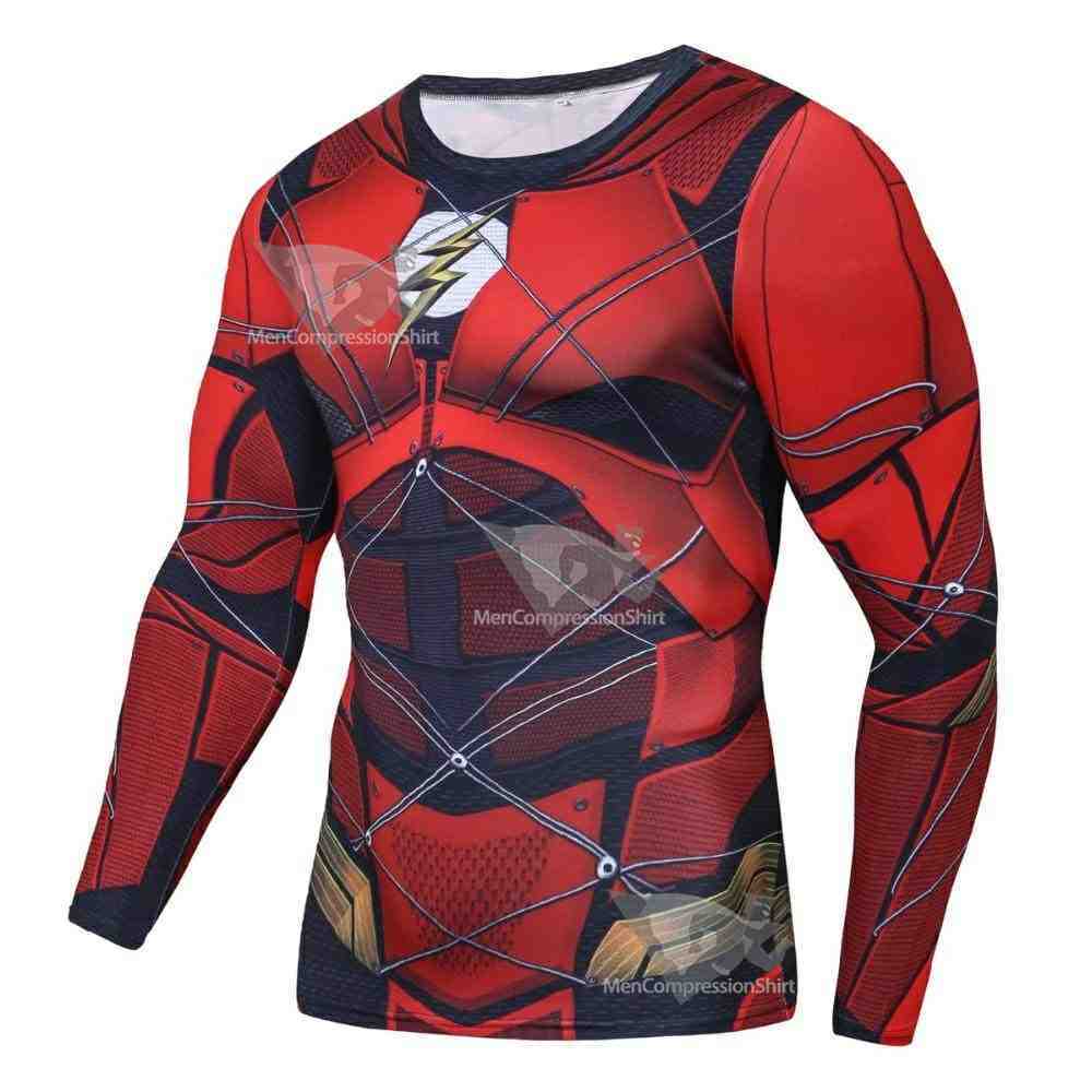 Comic Barry Allen Long Sleeve Compression Shirt For Men