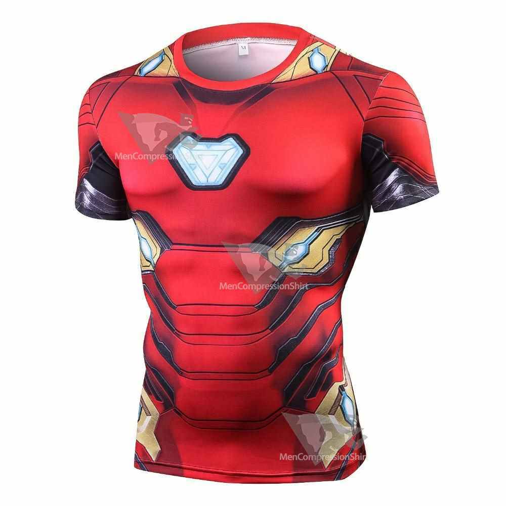 Comic Tony Stark Short Sleeve Compression Shirt For Men