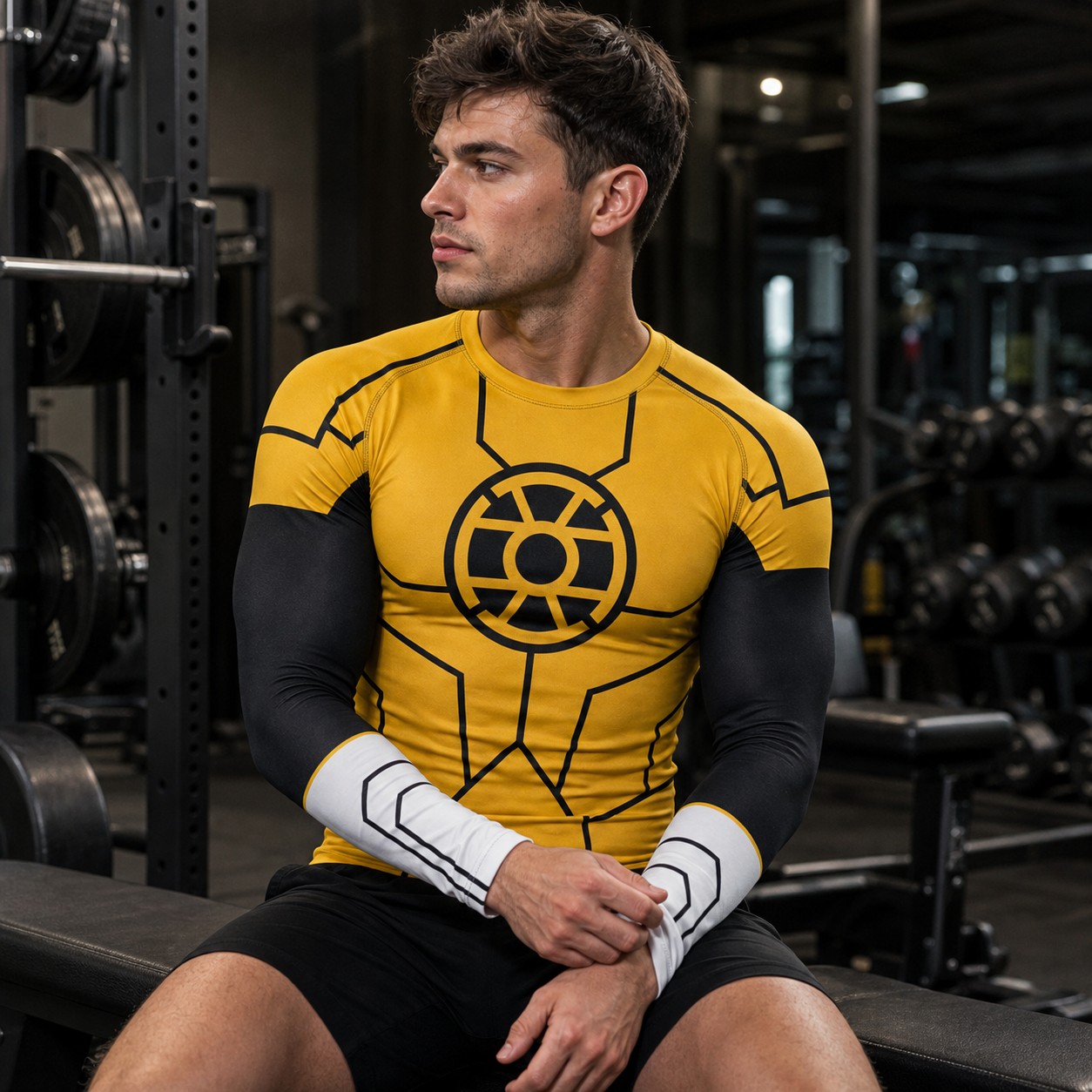 Comics Lantern Yellow Orange Long Sleeve Compression Shirt