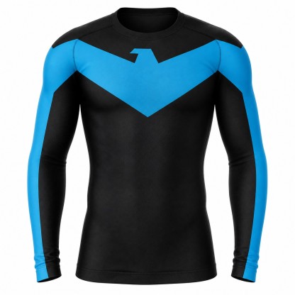 Comics Nightwing Blue Black Long Sleeve Compression Shirt