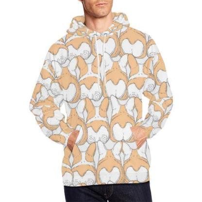 Corgi Butt Pattern Print Men Full Size Hoodie