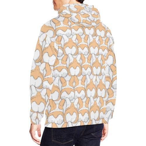 Corgi Butt Pattern Print Men Full Size Hoodie