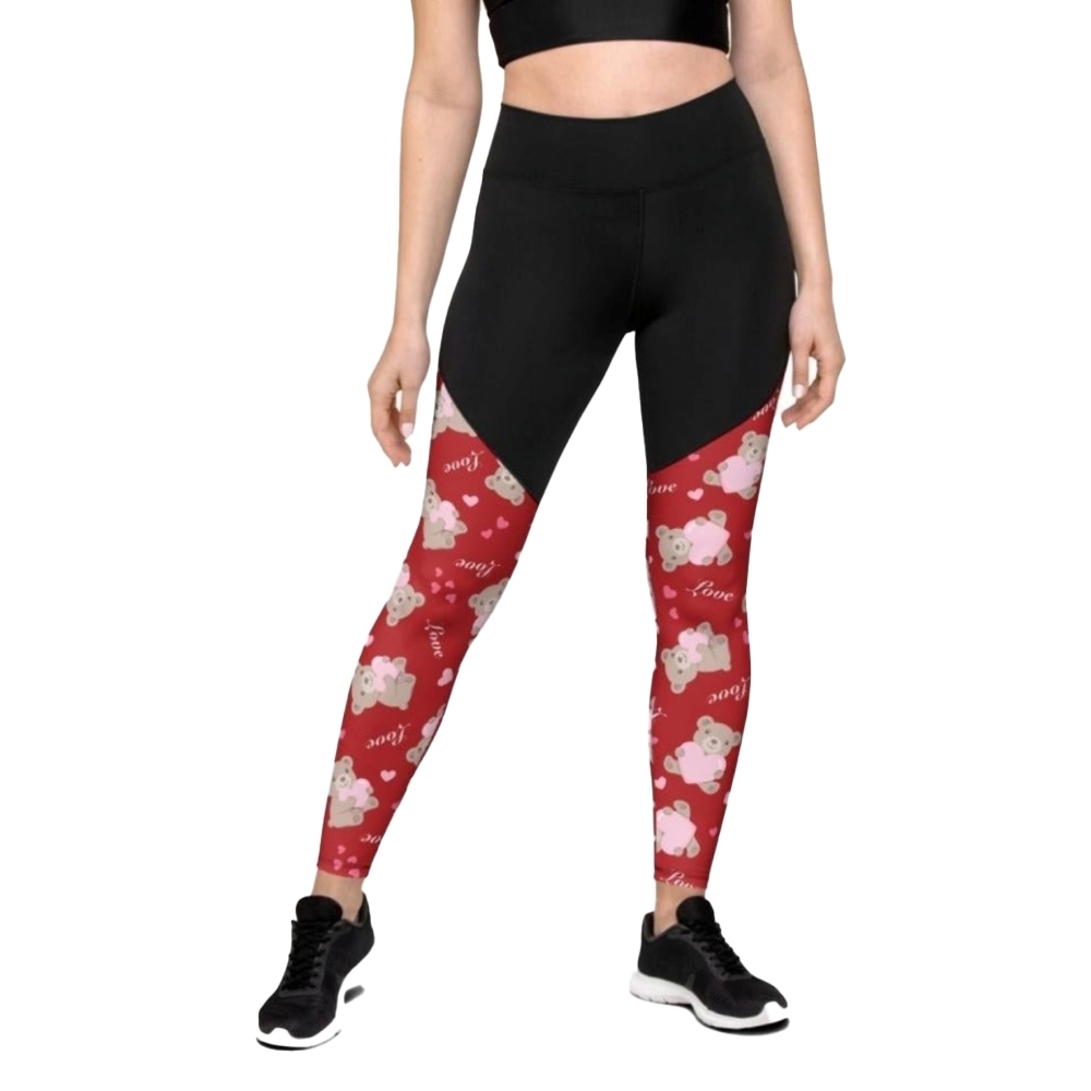 Cute Teddy Bear Women Compression Legging