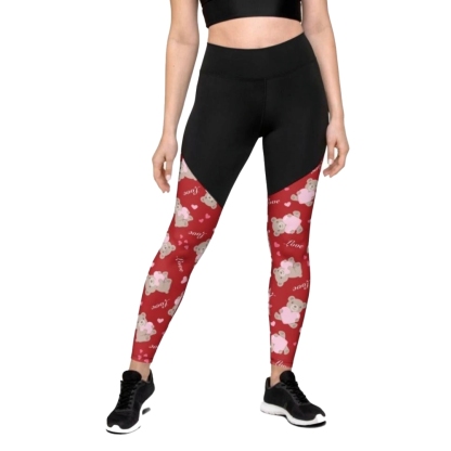 Cute Teddy Bear Women Compression Legging