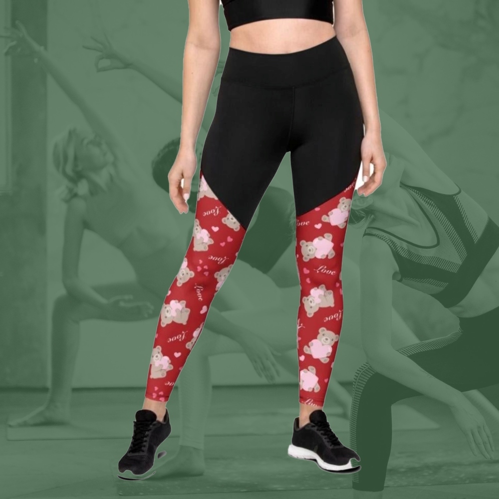 Cute Teddy Bear Women Compression Legging