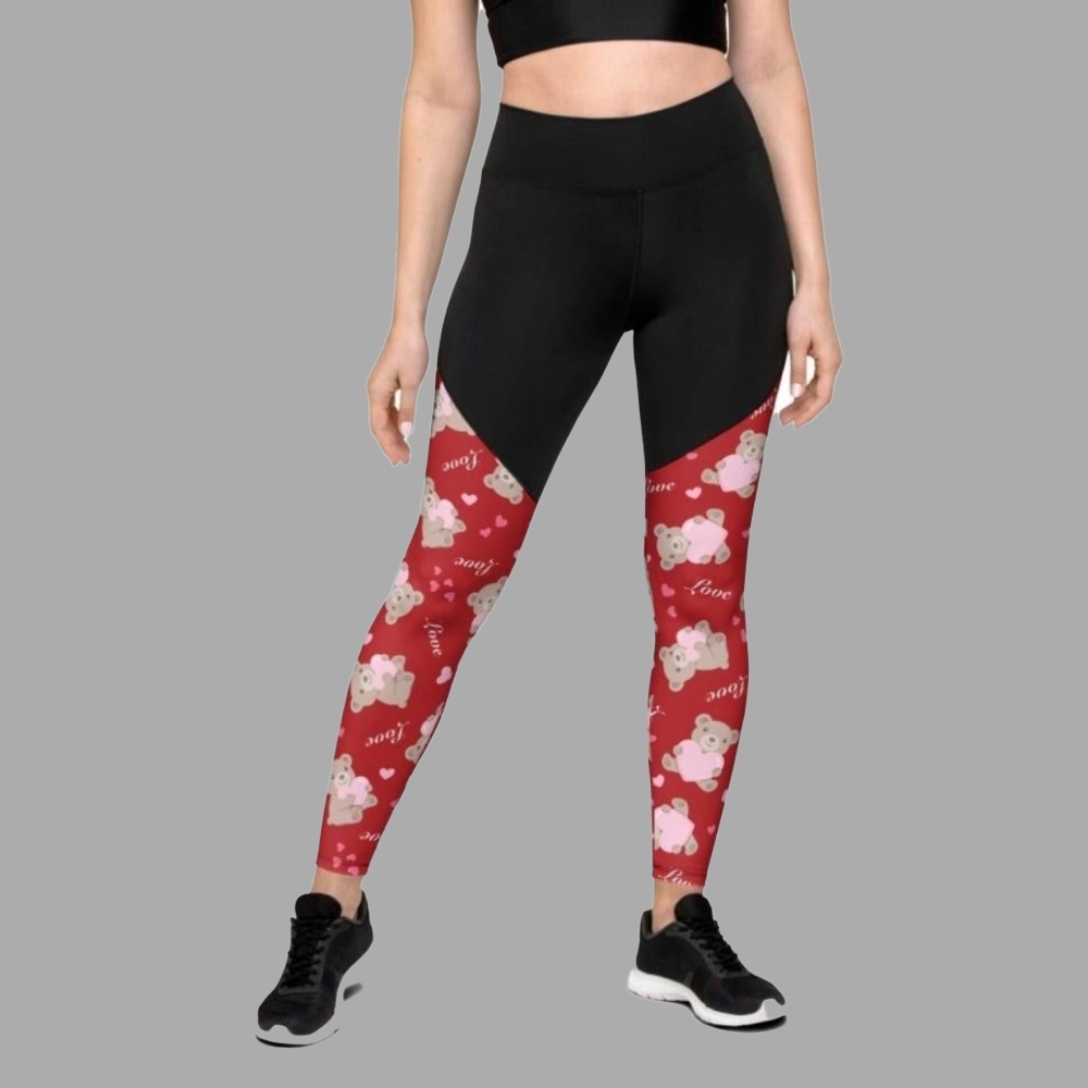 Cute Teddy Bear Women Compression Legging