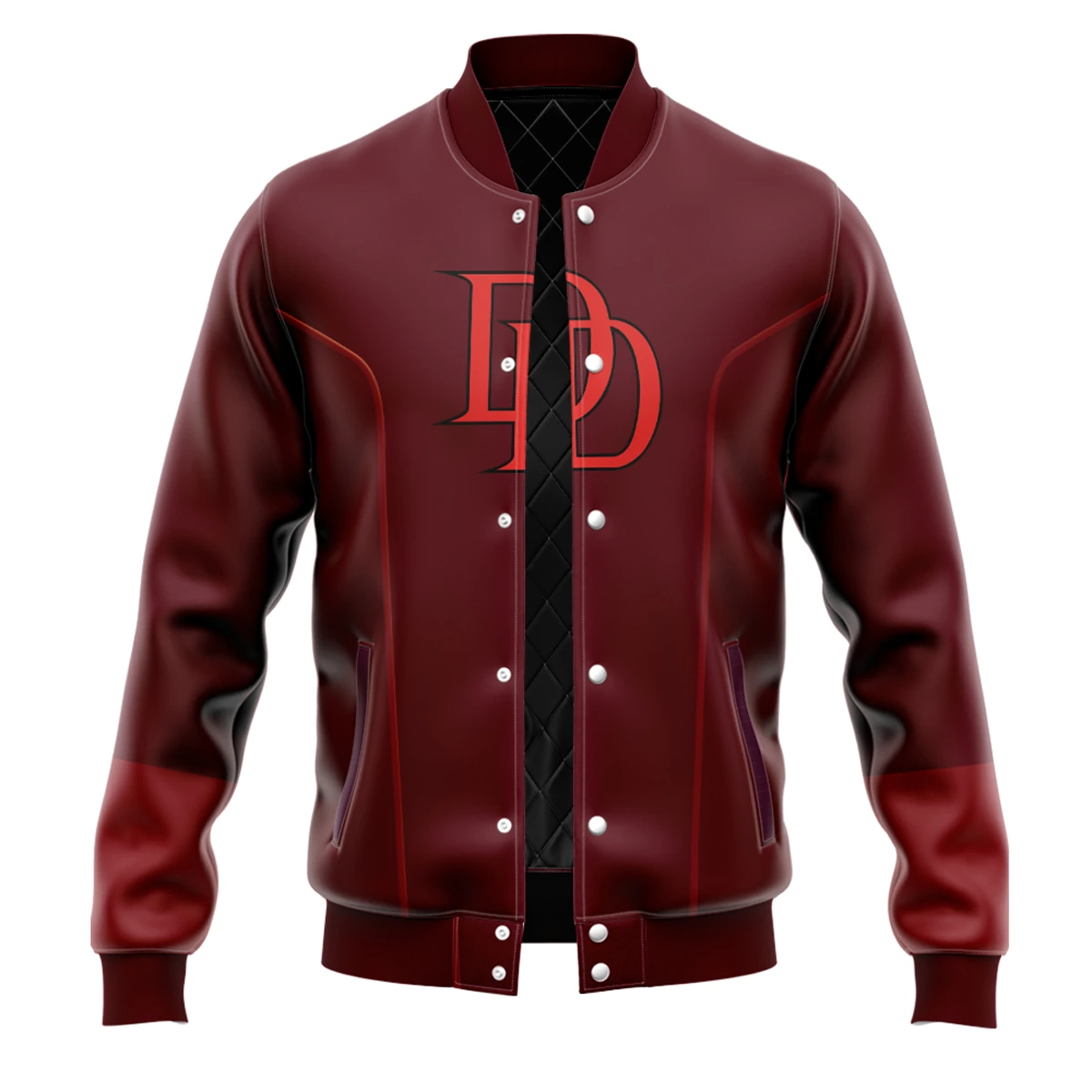 Burgundy custom varsity jacket design example