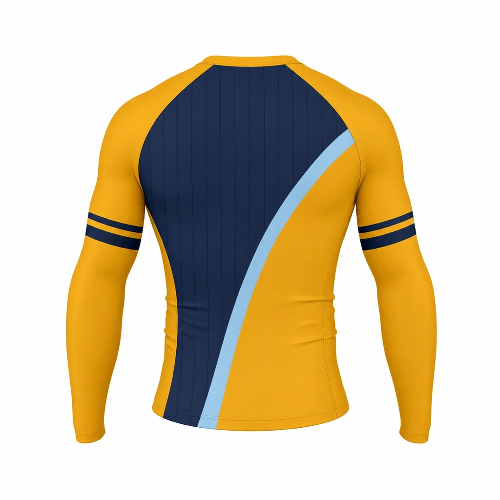 Midnight Bold Orange Customizable Long Sleeve Compression Shirt back customization preview
