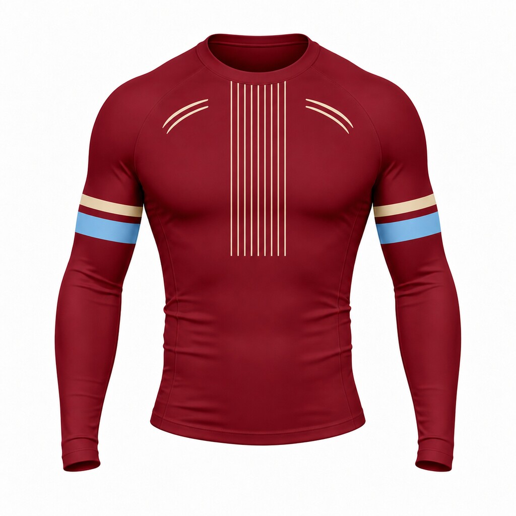 Refined Red Customizable Long Sleeve Compression Shirt front customization preview