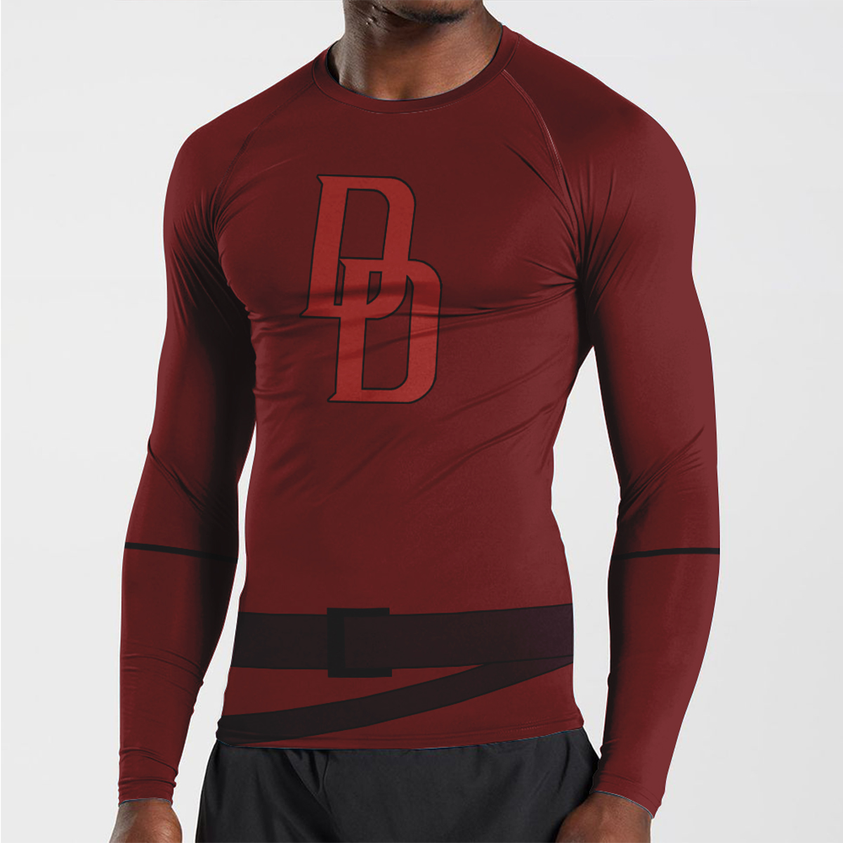 Daredevil Hero Symbol Red Long Sleeve Compression Shirt