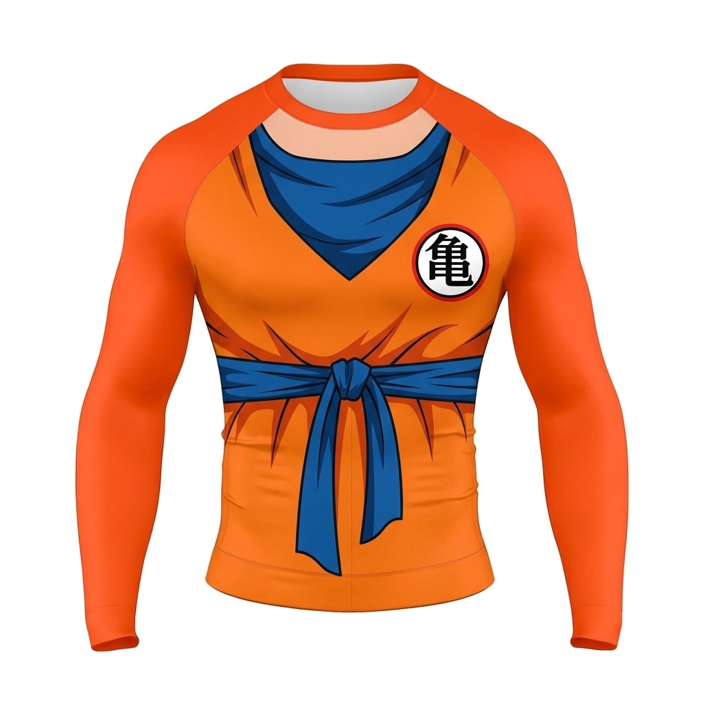 Dargon Ball Goku Martial Arts Gi Orange Blue Long Sleeve Compression Shirt