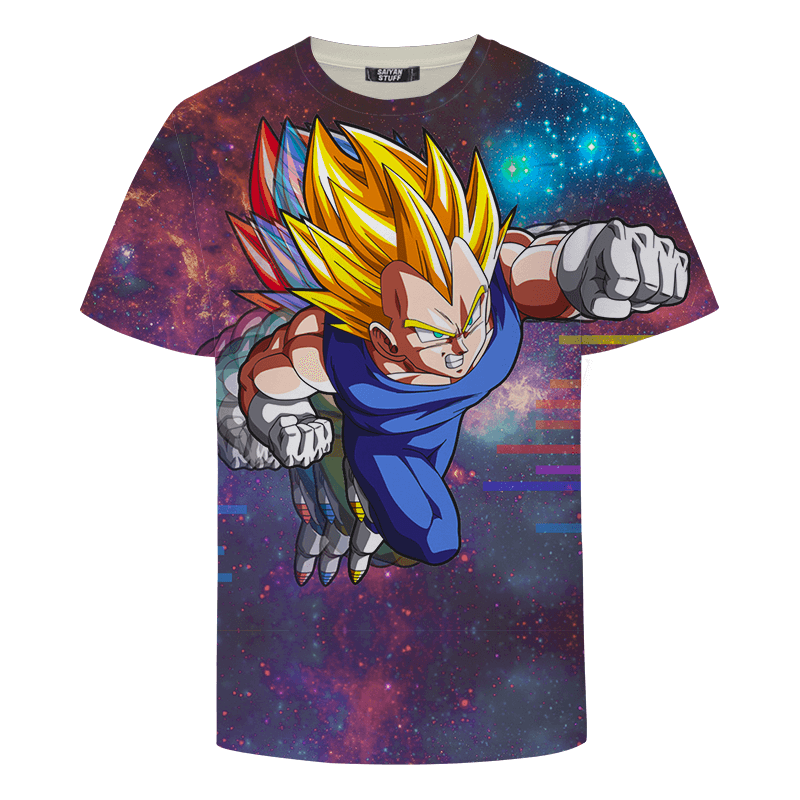Dbz Super Saiyan Prince Vegeta Space Galaxy 3d Anime T-Shirt